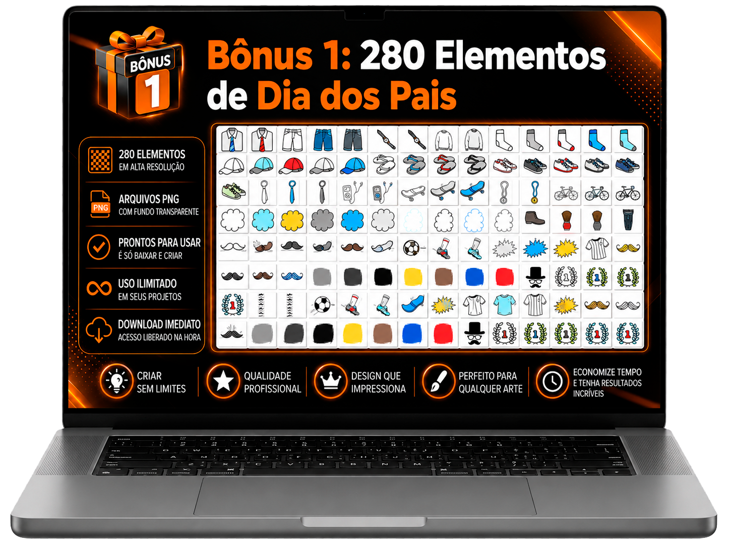 Bônus 1: 280 Elementos de Dia dos Pais em PNG