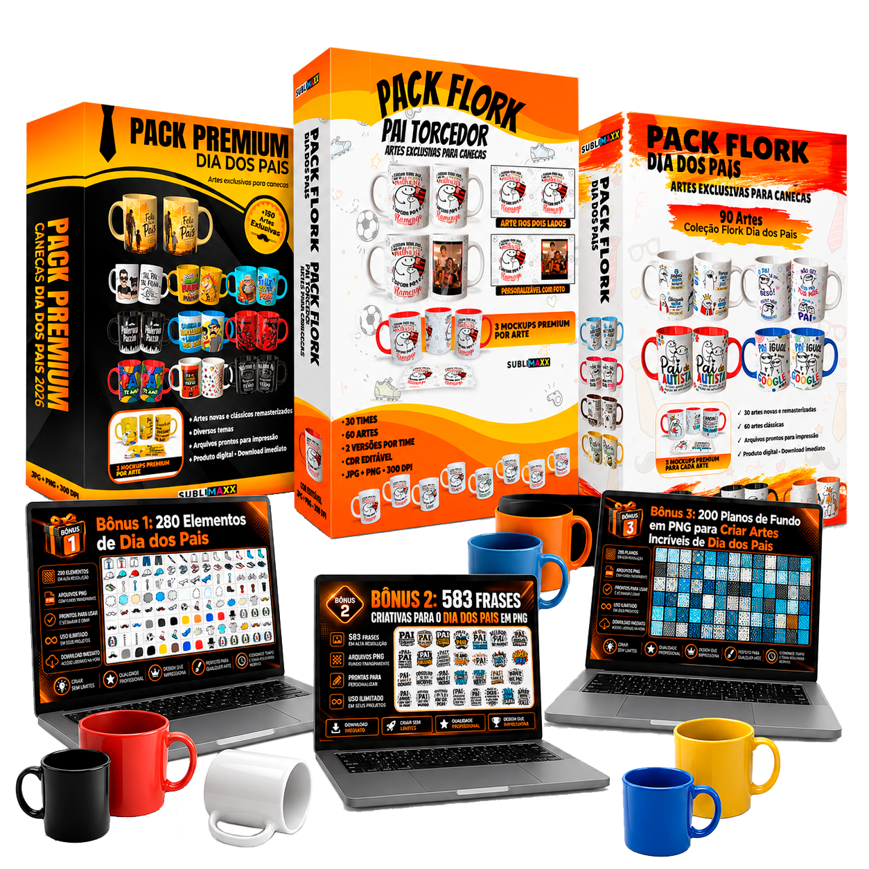 Todos os produtos do Combo Canecas Lucrativas Dia dos Pais